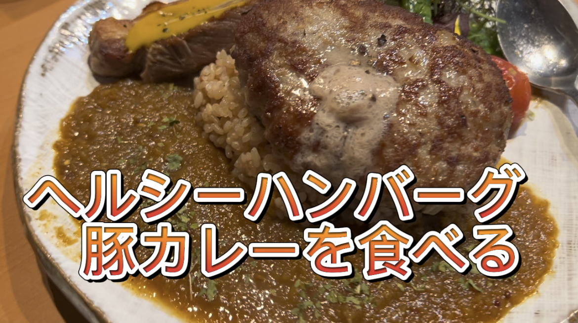 ヘルシーハンバーグ　豚カレーを食べる