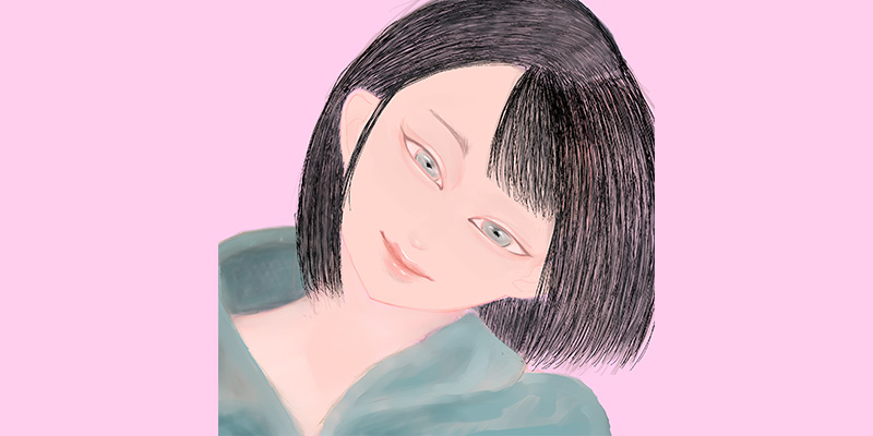 パーカー女性の絵を描きました。